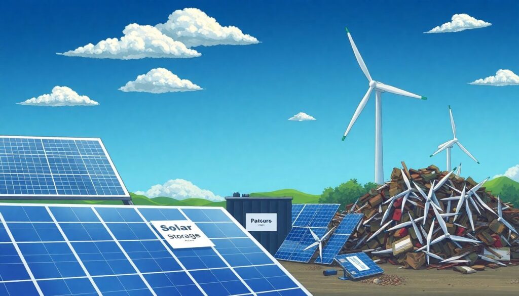 солнечная и ветровая энергия - иллюстрация