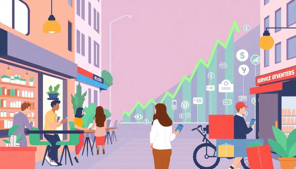 Инвестиции в акции компаний сектора услуг и розничной торговли - иллюстрация